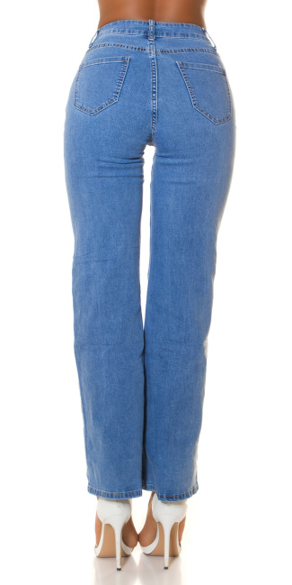 jaren 90 retro style hoge taille jeans gebruikte used look blauw